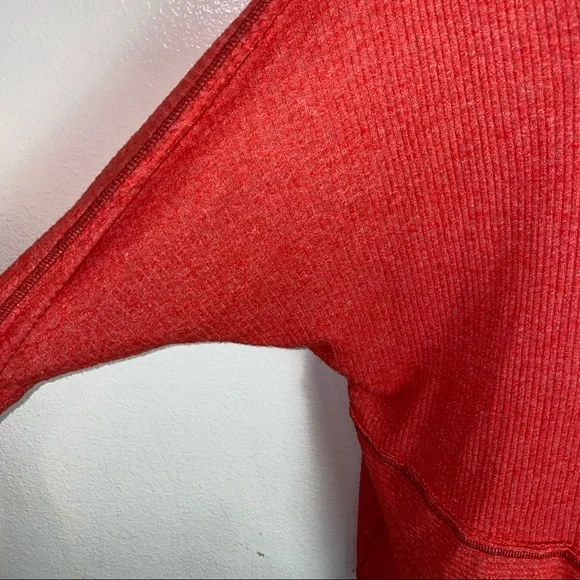 We The Free Londontown red long sleeve ribbed asymmetrical hem thermal - Picture 7 of 11